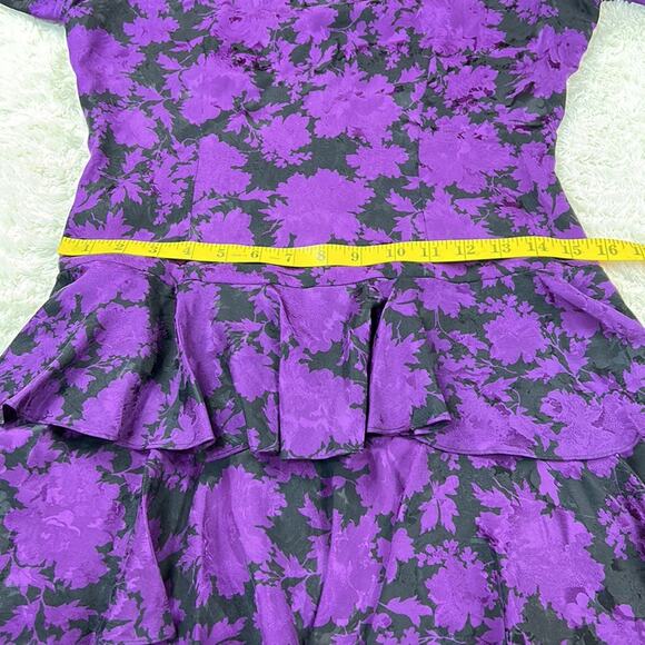 Vintage 80s Maggy London Jeannene Booher Silk ruffled cocktail party dress, 10 - Picture 6 of 11
